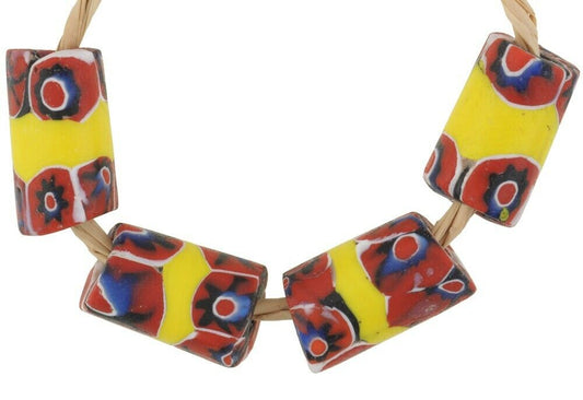 Rare Antique Venetian Banded Millefiori Mosaic Glass Trade Beads - alternate view