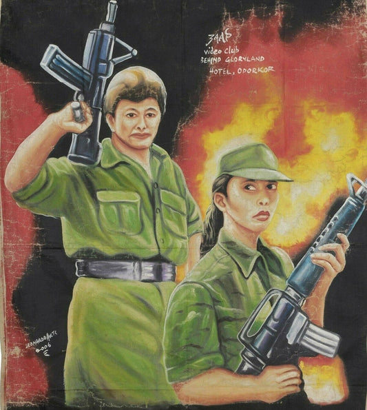 Iron Angels: Authentic Ghanaian Hand-Painted War Movie Poster - alternate view