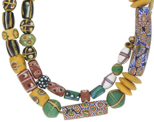 African Trade Beads Old Venetian Glass Beads Fancy Eye Millefiori French Cross - alternate view