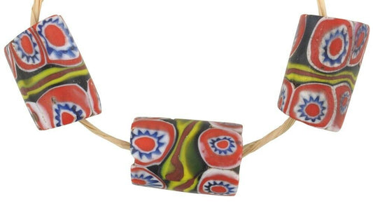 Antique Venetian Millefiori Mosaic Glass Trade Beads - Handmade Art - alternate view