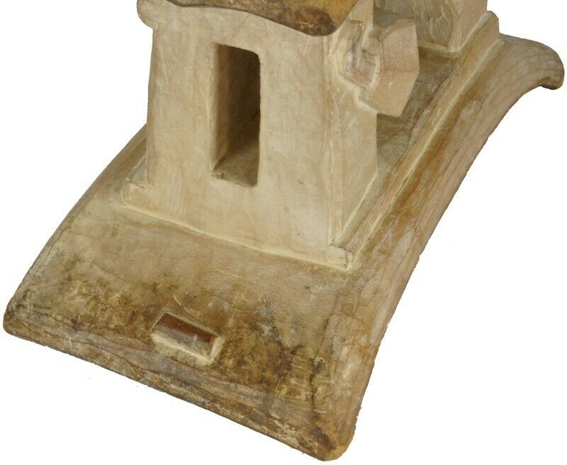 Old Ashanti Wooden Stool Ghana Akan African Ethnic Art Handmade Hand Carved - enhanced texture view