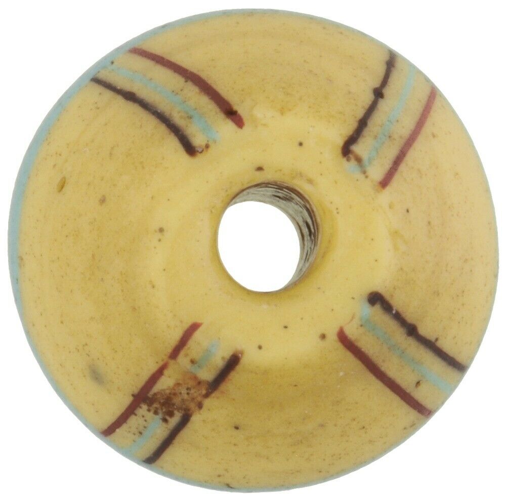 Antique Yellow Bicone Venetian Lampwork Glass Trade Bead, 18X17Mm - alternate view