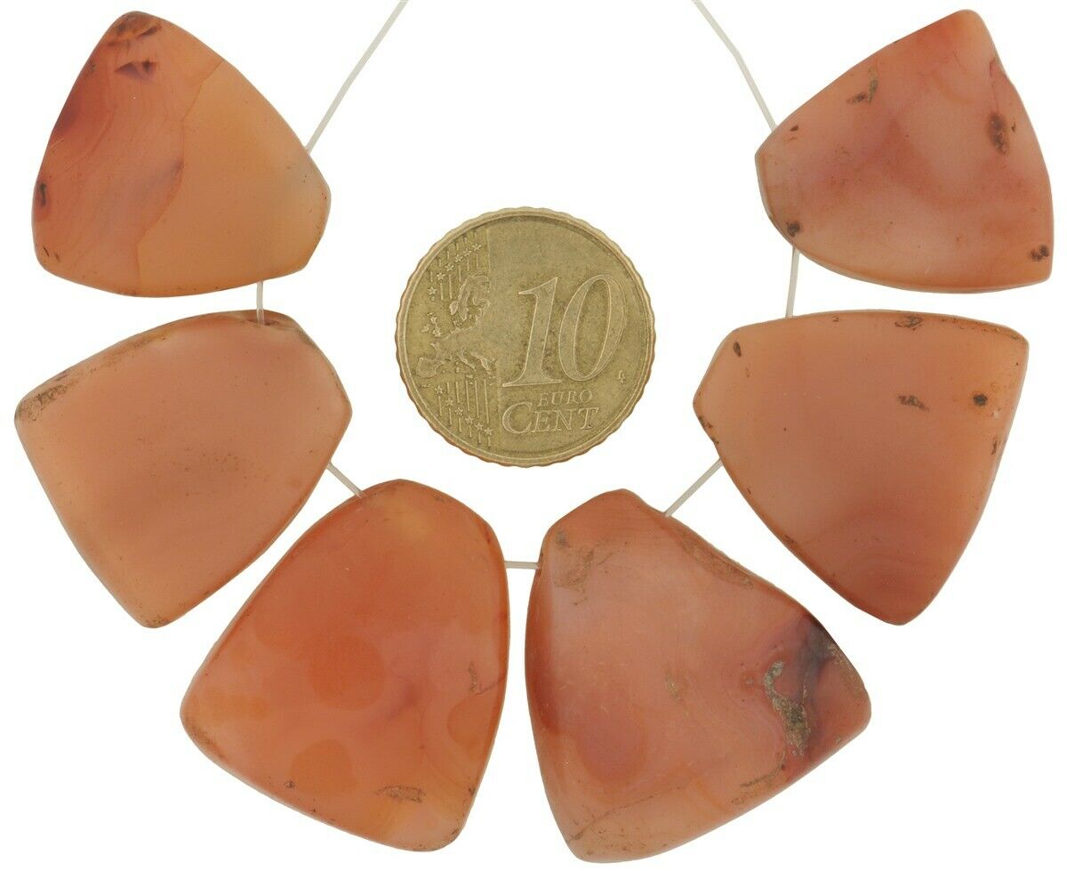 Antique Carnelian & Agate Trade Beads Cambay India – 6 Pendants