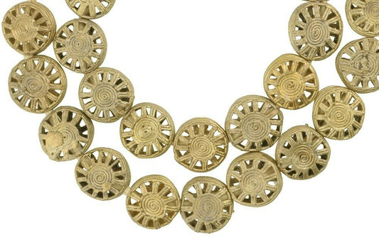 New Tabular Ashanti Brass Beads - Exquisite Handmade Craftsmanship - alternate view