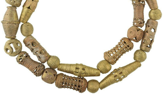 New Diverse Tabular Ashanti Brass Beads - Ancient Craftsmanship - alternate view