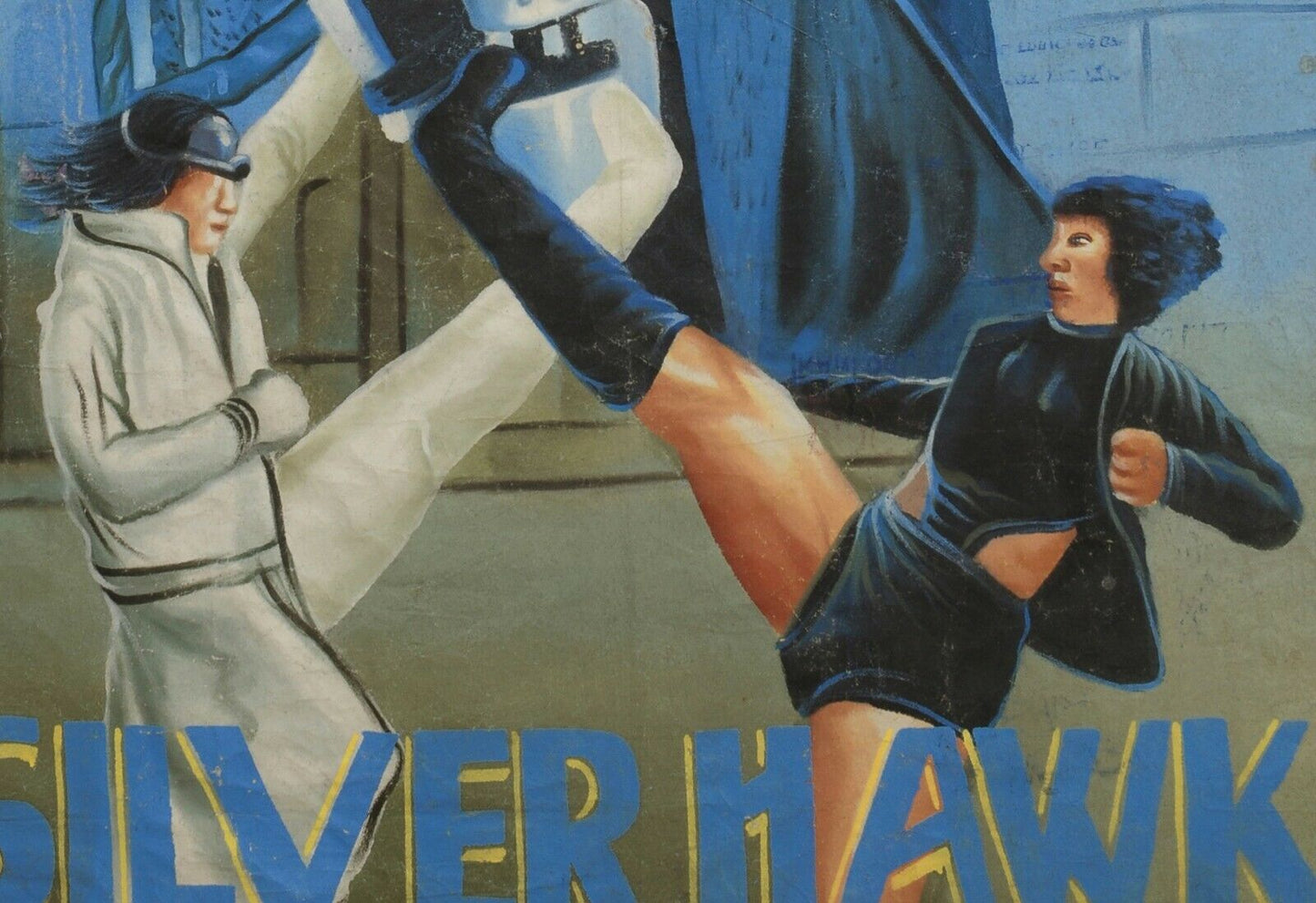 Silver Hawk: Authentic Ghanaian Hand-Painted Movie Poster Artwork - close-up