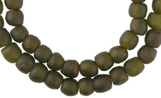 Translucent Recycled Bottle Glass Beads - 13-14Mm, Handmade In Ghana - alternate view