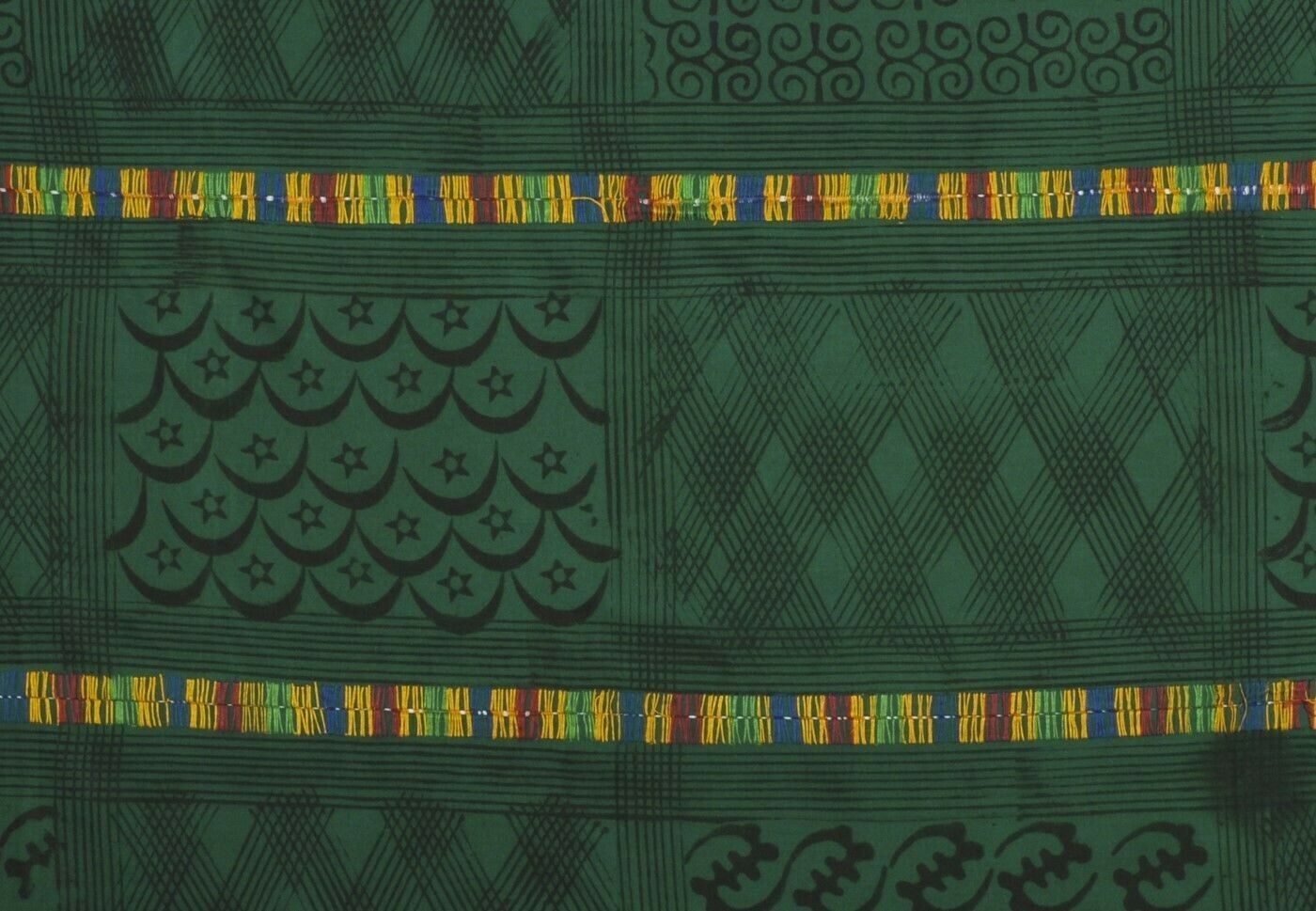 Hand Stamped Adinkra Cloth Woman Size 64"x40" Vintage 1980s