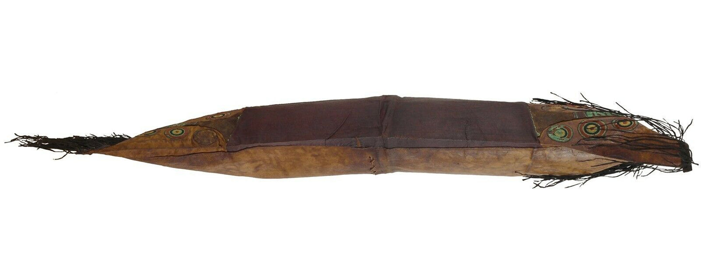 Old African Tuareg Leather Pillow Case Mali Niger Sahara Desert Bedouin Ethnic - section zoom