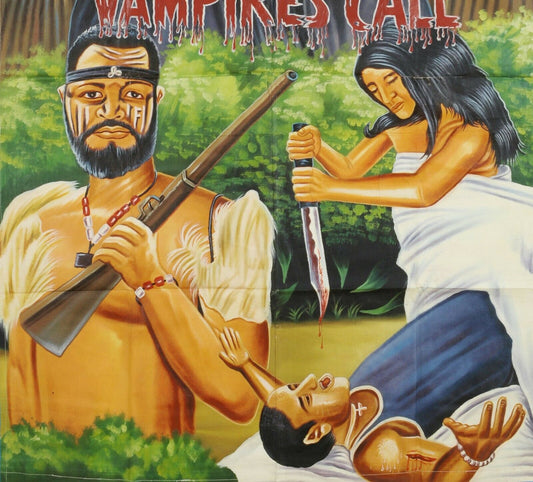 Vampires Call Movie Poster - Hand-Painted Ghanaian Art 58X41" - alternate view