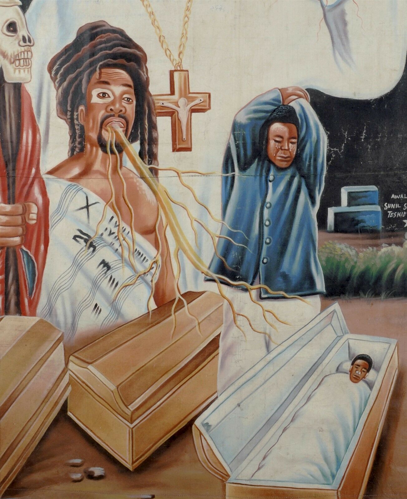 Caesar To Caesar Movie Poster - Hand-Painted Ghanaian Art - close-up