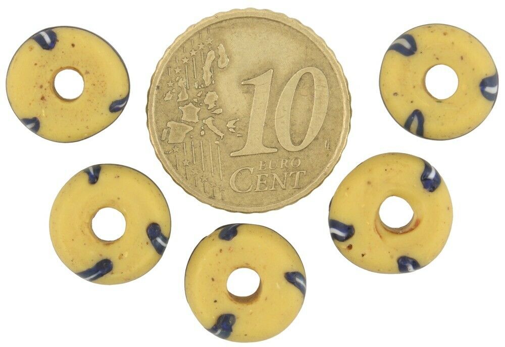 Venetian Glass Trade Beads Old Fancy African Trade Beads Disks Spacers Lampwork - alternate view