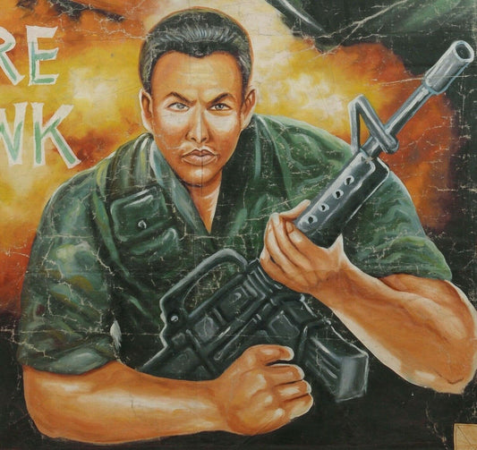 Firehawk: Authentic Ghana Hand-Painted Action Movie Poster - alternate view