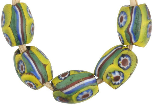Rare Antique African Trade Beads: Oval Millefiori Mosaic Beads - alternate view