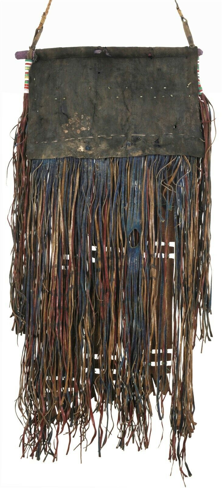Old African Art Tuareg Leather Tent Decor Panel Mali Niger Sahara Desert Ethnic - closer angle