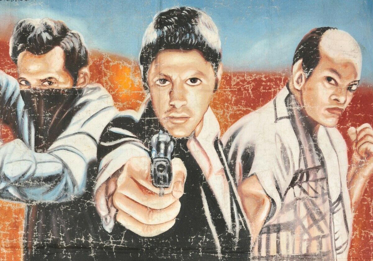 Hellbinders: Vintage Ghana Hand Painted Movie Poster - 59"X42.5" - alternate view