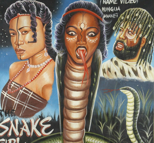 Snake Girl 2 Movie Poster - African Hand-Painted Sack Canvas Art - alternate view