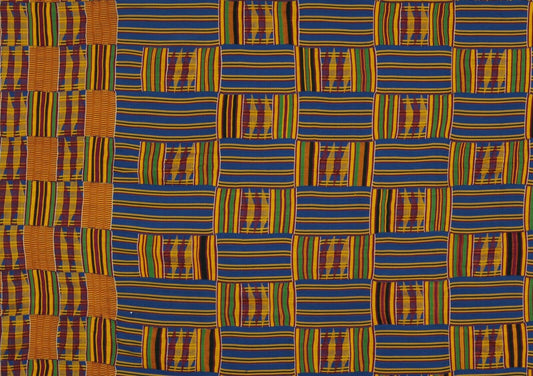 Handwoven Ashanti Kente Cloth – Vintage 1970s Woman Size (189×117 cm)