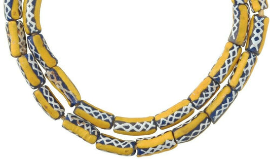 Handmade Fancy Powder Glass Beads From Ghana - 9-10Mm, 26" Strand - alternate view