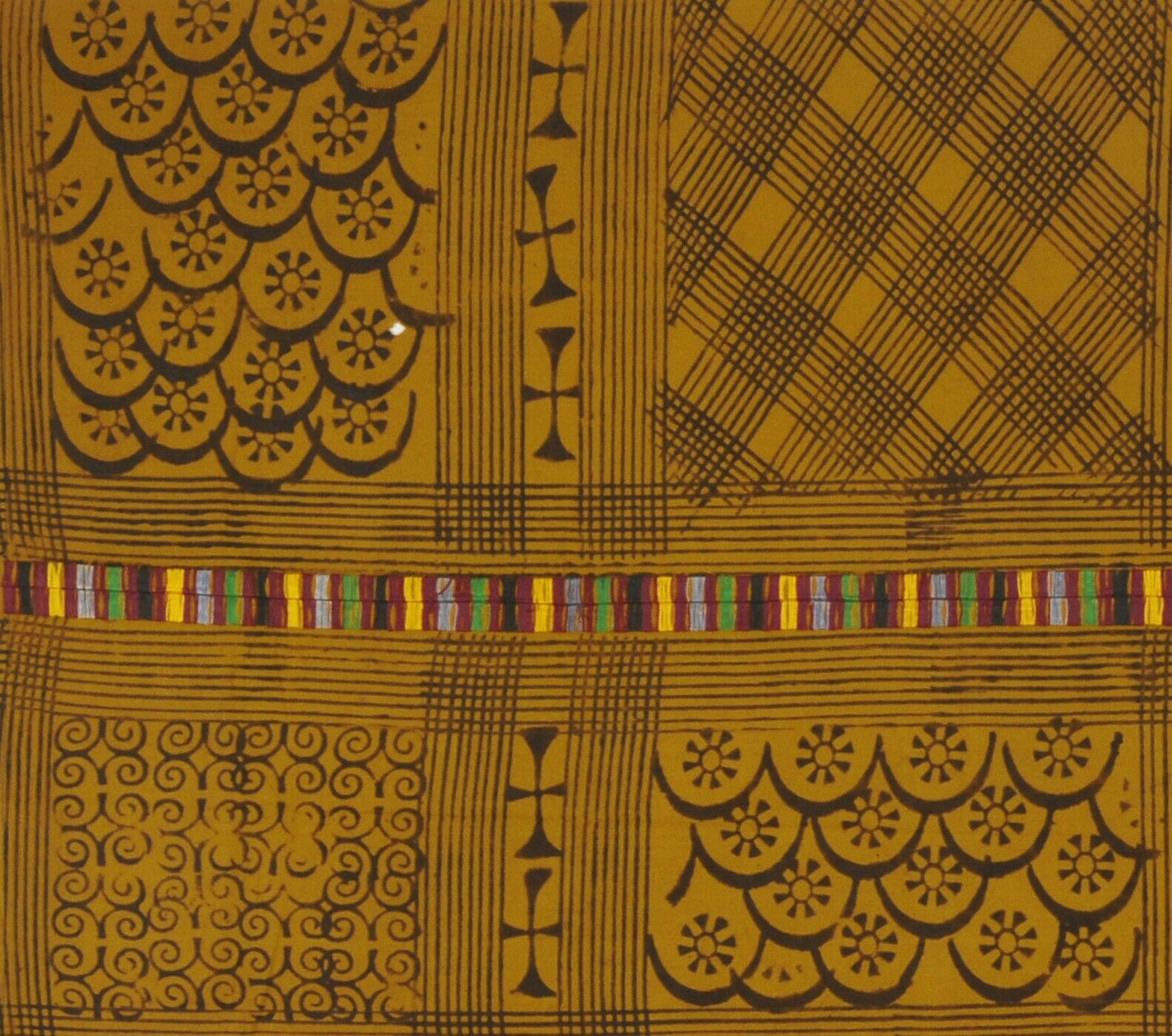 Vintage 1970s Hand stamped Adinkra cloth – woman’s size, Ghanaian