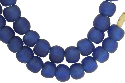 Translucent Bottle Glass Beads - Recycled African Trade Beads - angled shot