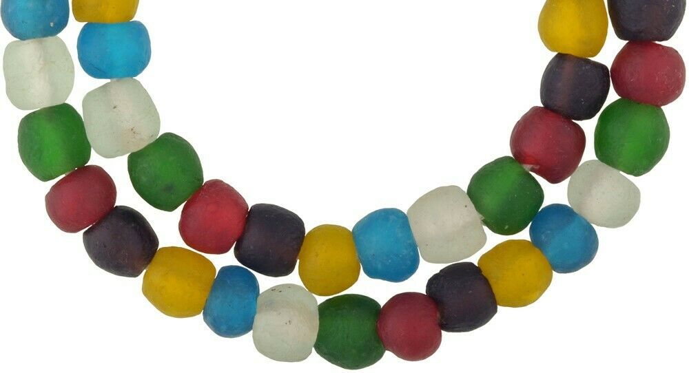 Handmade African Trade Beads - 20" Ghana Glass Beads - alternate view