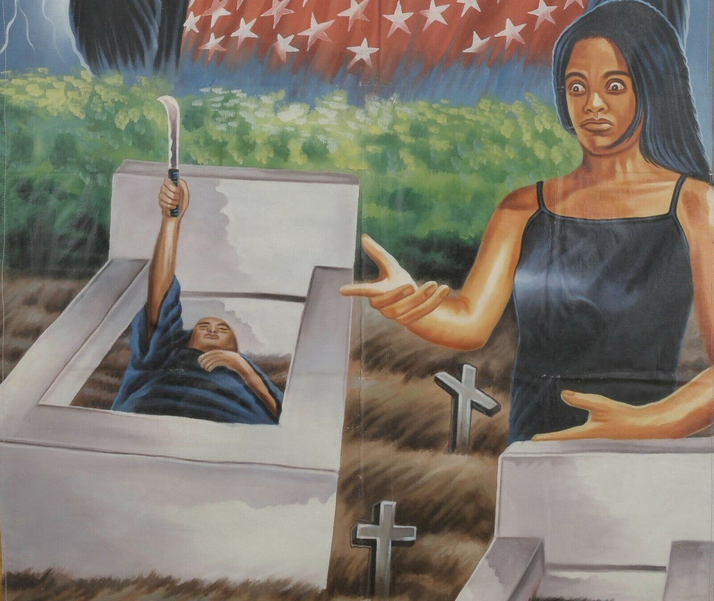 Signs Of End Time Movie Poster - Hand Painted Ghanaian Art - close-up