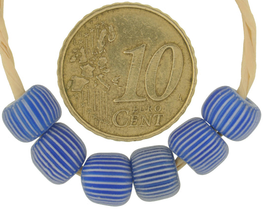 Blue Gooseberry Chevron Beads | Round 6 Layer Venetian Trade Set - alternate view