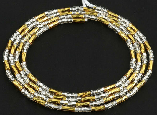 Tie on Gold & Clear Color African Waist Beads – Handmade Beaded Body Jewelry