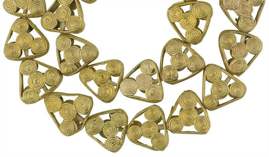 Handmade Ghanaian Brass Beads - Lost Wax Tabular Beads From Africa - alternate view