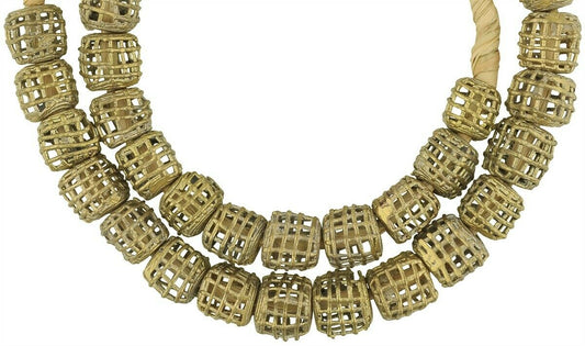 Cubed Ghanaian Brass Beads - Handcrafted In Ancient Wax Technique - alternate view