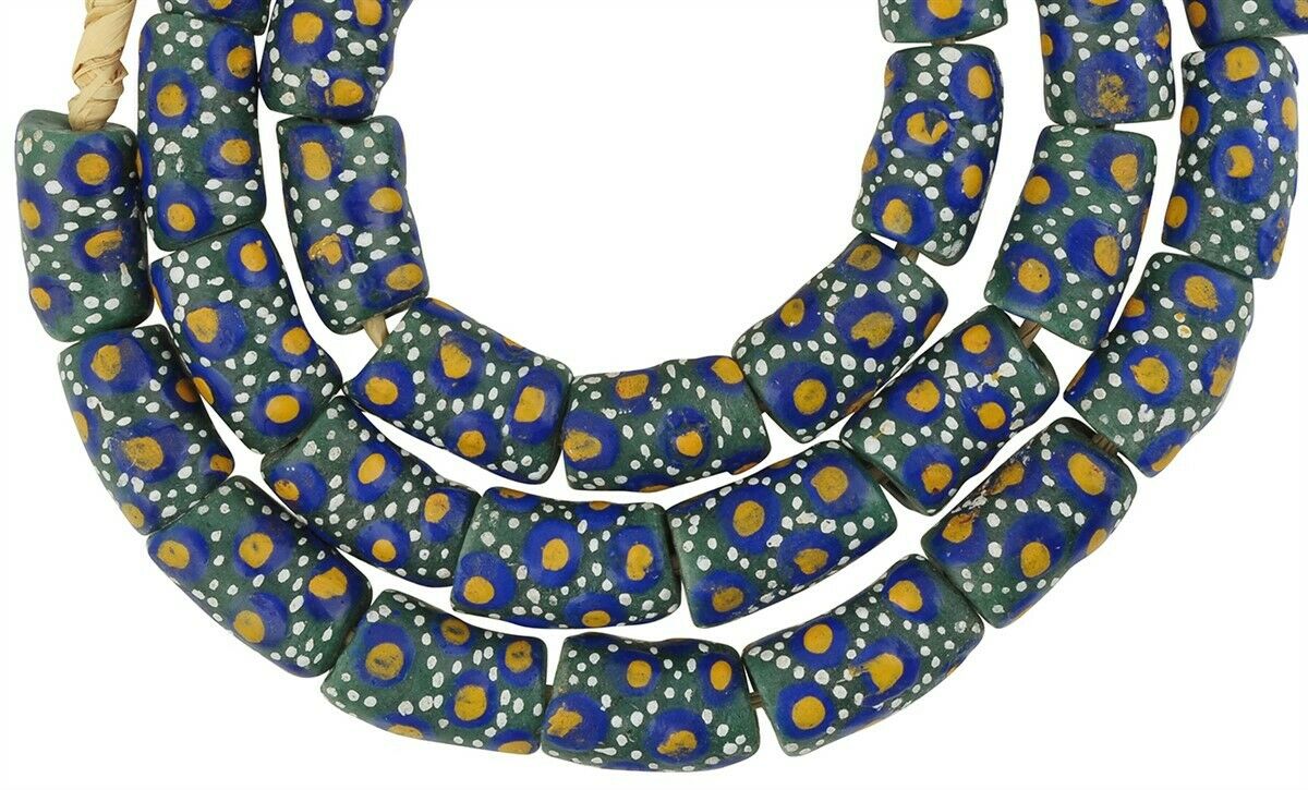 Handmade Ghana Glass Beads - Fancy Krobo Trade Beads - alternate view