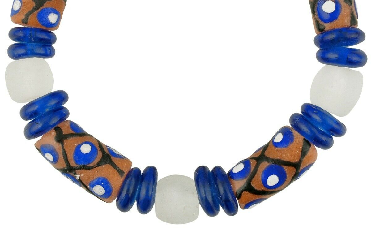 Handmade Beaded Bracelet - African Glass & Brass Beads - brushstroke detail