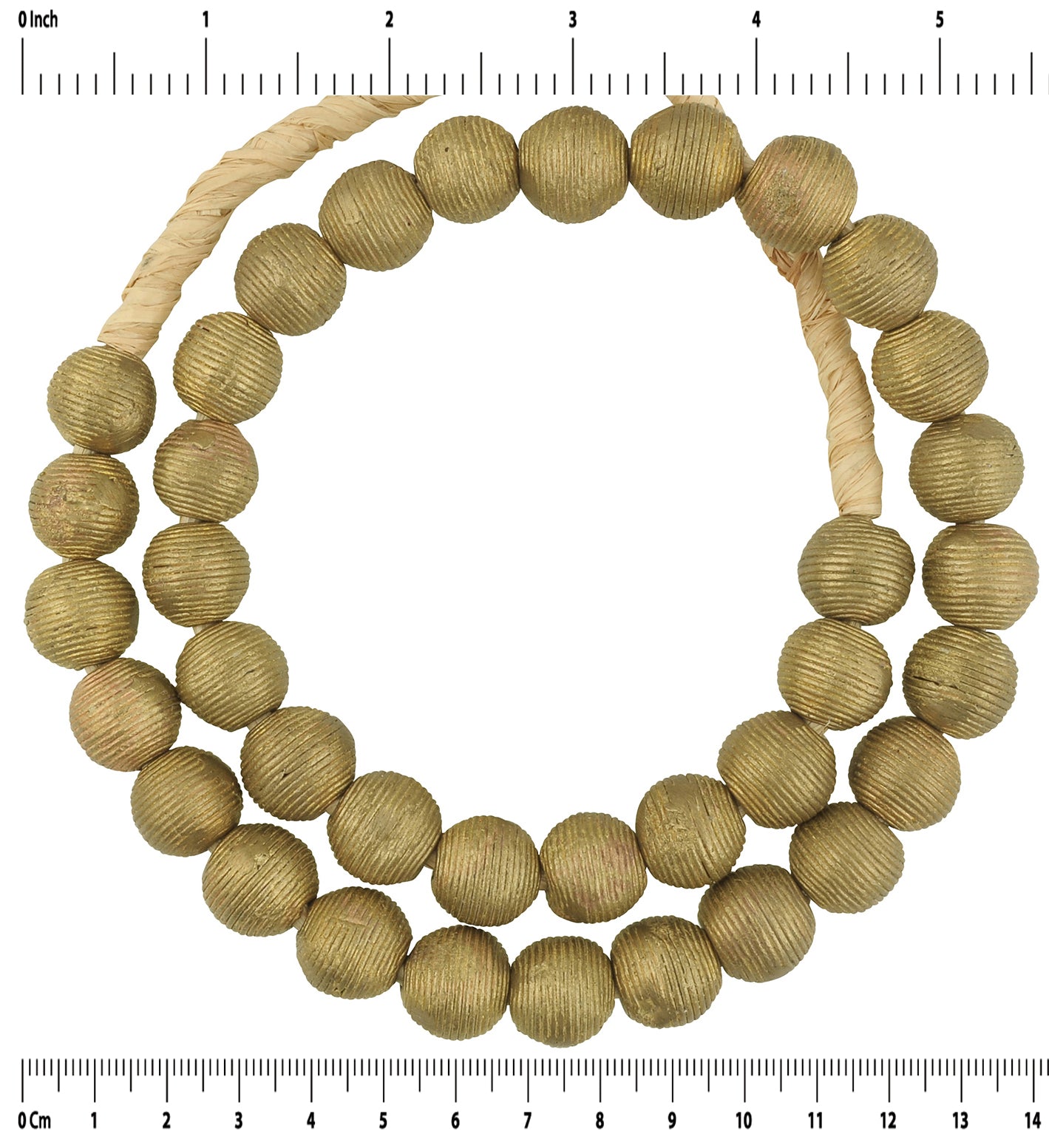 Authentic African Brass Beads From Ghana, 15Mm Round - Tribalgh - zoomed-in detail