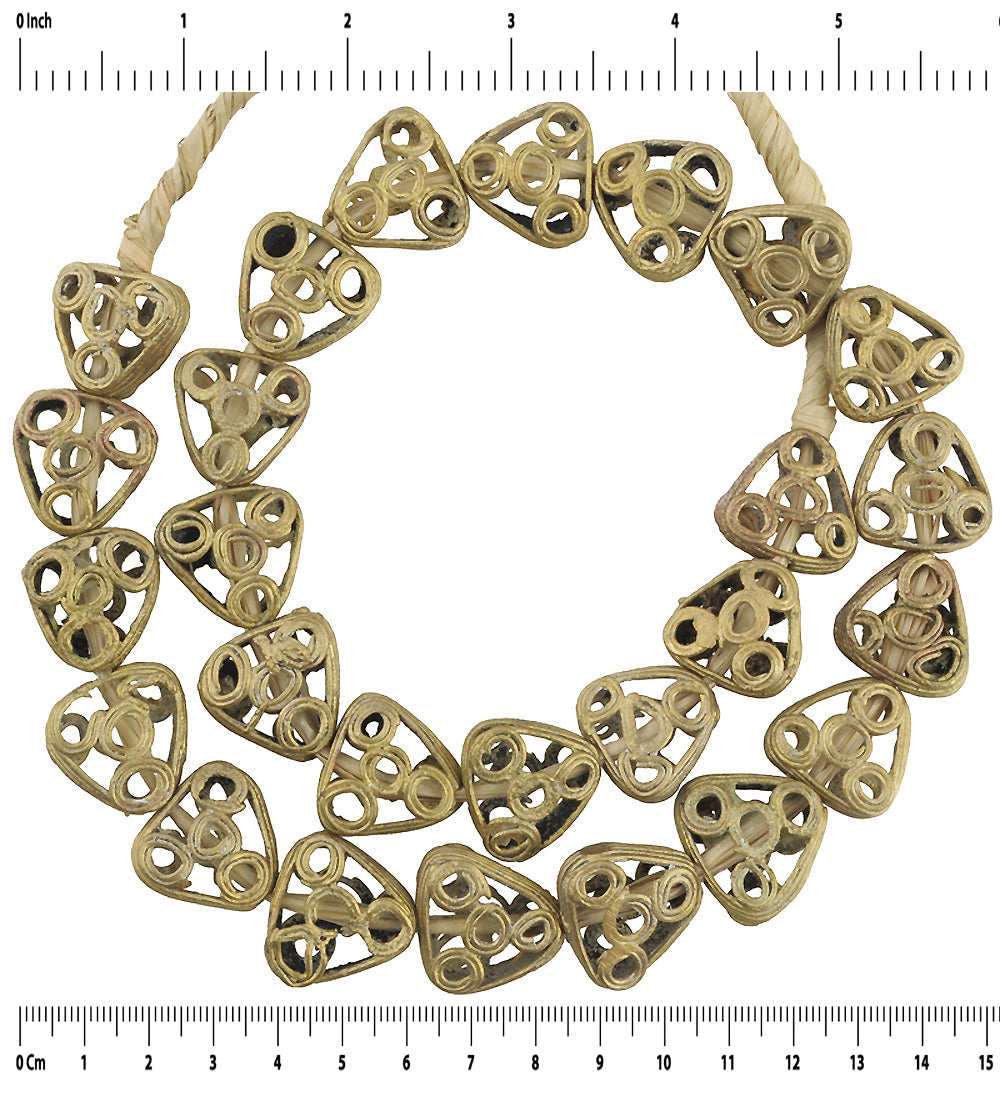 New Tabular African Brass Beads - Handcrafted In Ghana - cropped detail