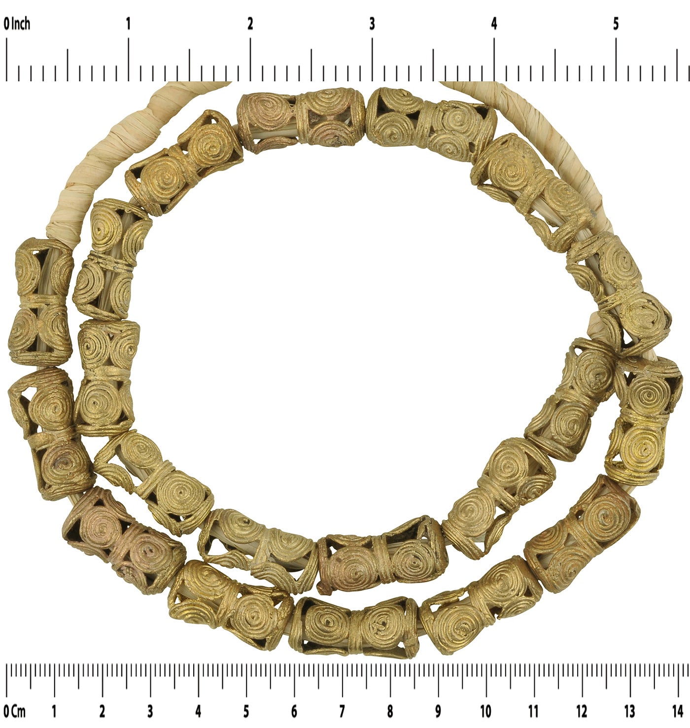 Handcrafted Ghana Brass Beads Strand 20" - Tribalgh - zoomed-in detail