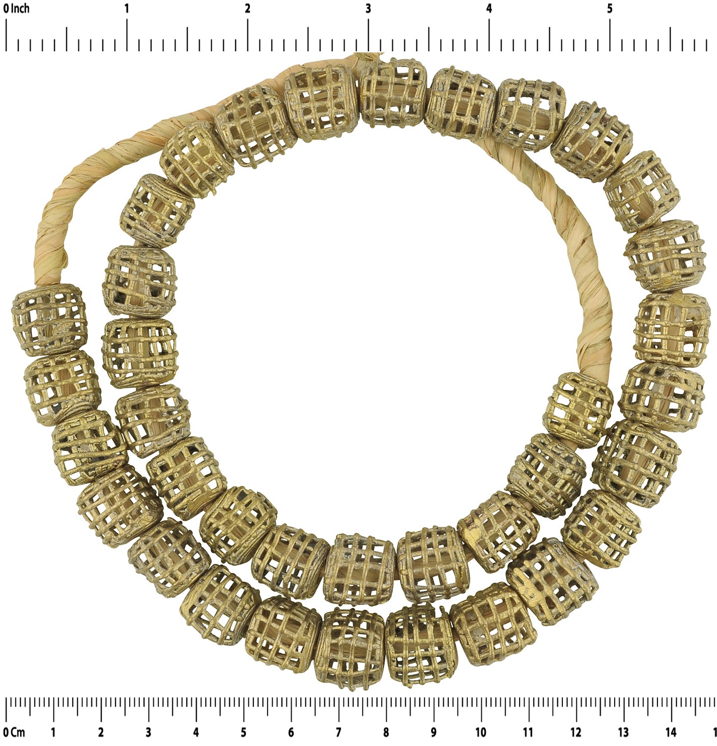 Cubed Ghanaian Brass Beads - Handcrafted In Ancient Wax Technique - zoomed-in detail