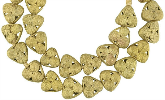 Handmade Tabular Brass Beads Strand - Tribalgh - alternate view