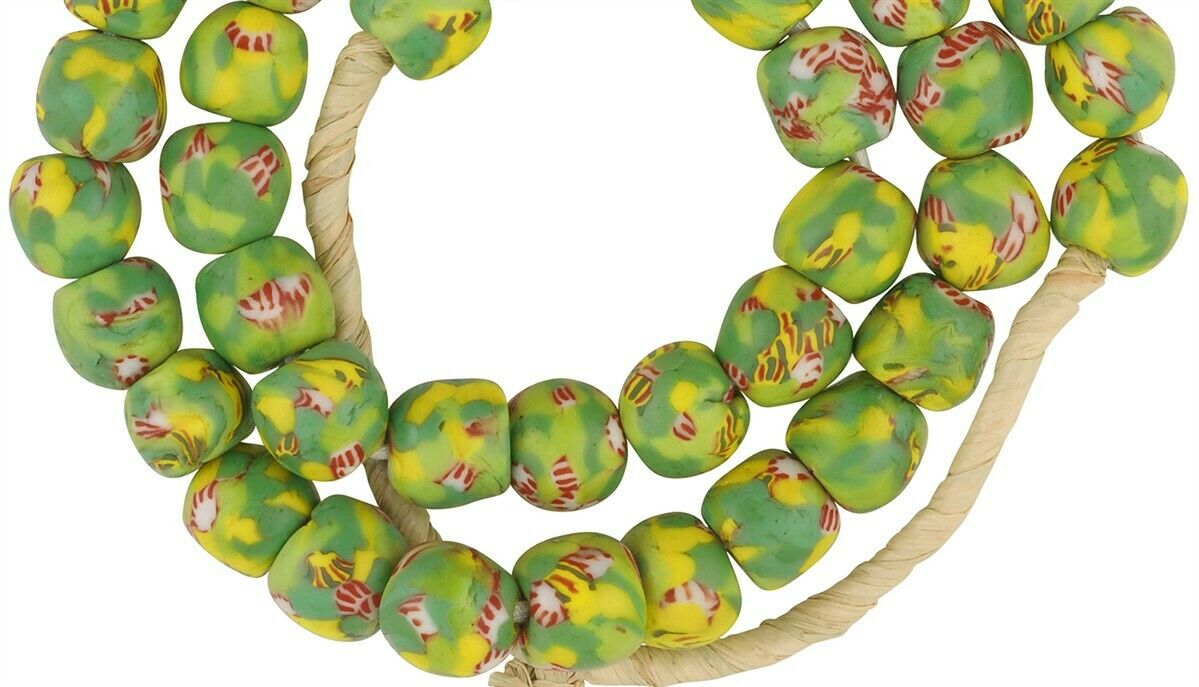 Stunning Ghana Fused Glass Beads - 12Mm Recycled African Trade Beads - close-up
