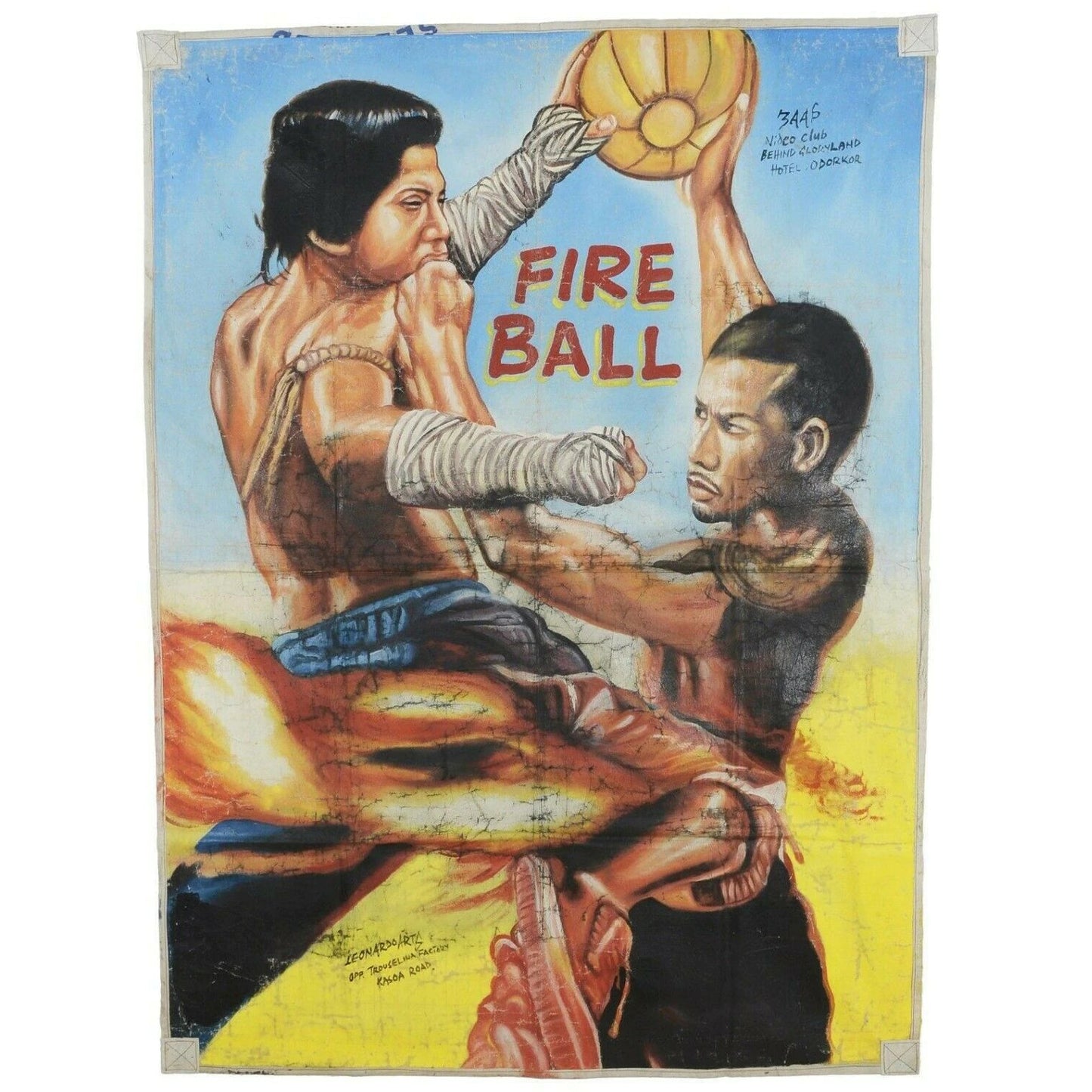 Fireball Martial Arts - Authentic Hand-Painted Ghana Movie Poster