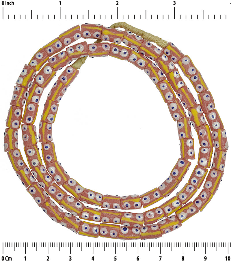 Authentic African Fancy Krobo Powder Glass Beads - 26" Strand - close-up