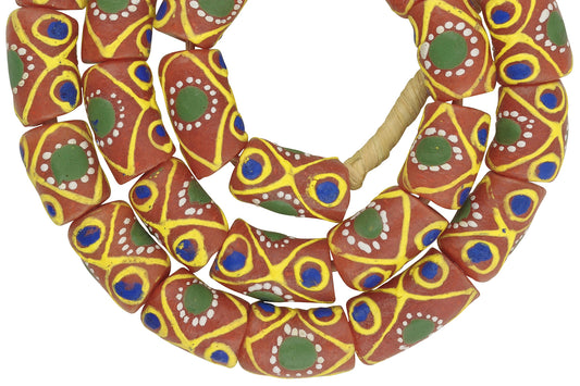 Exquisite 13-14Mm Fancy Krobo Powder Glass Beads From Ghana - alternate view