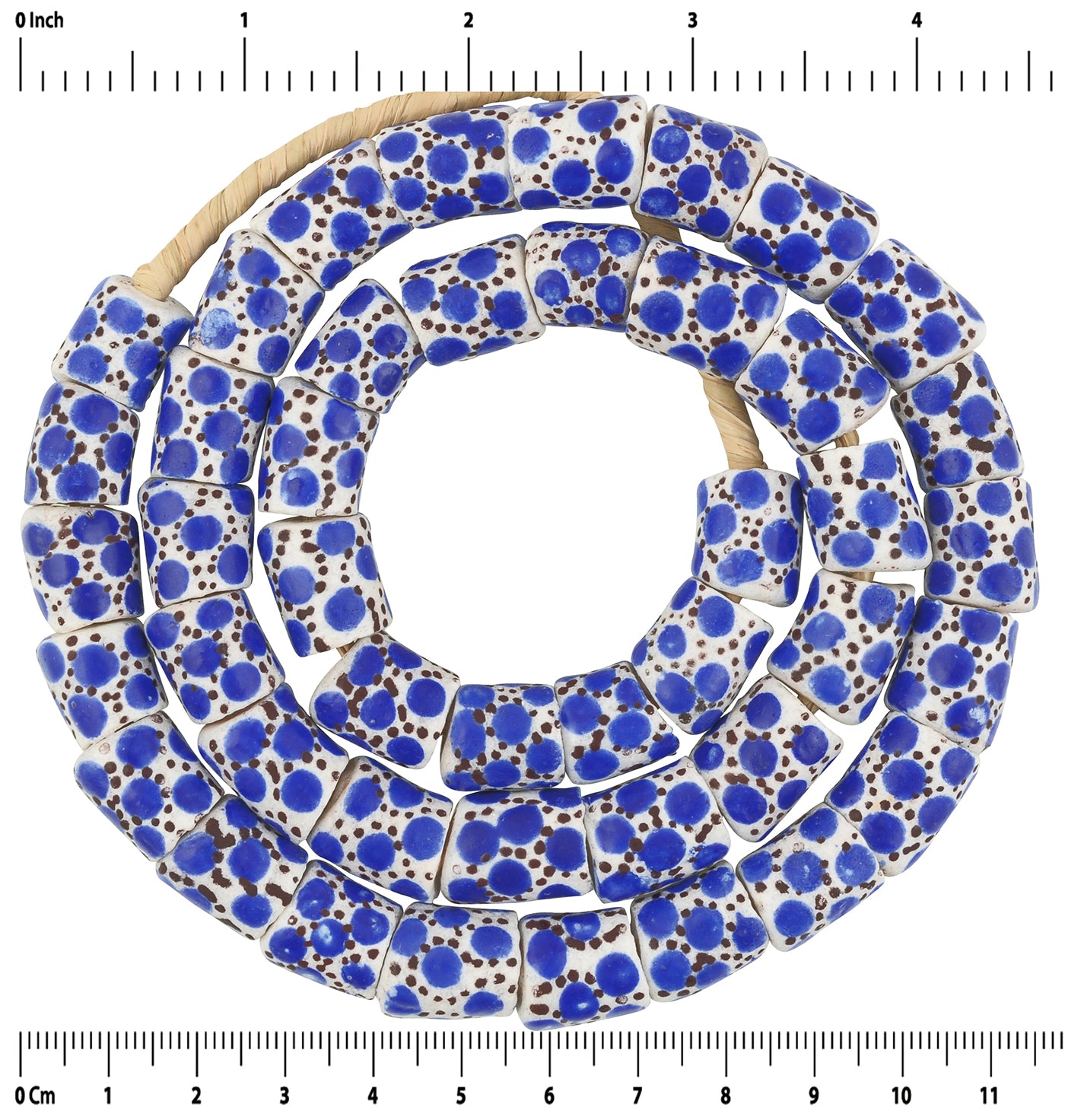 African Trade Beads - Fancy Powder Glass Krobo Beads, 12Mm - zoomed-in detail