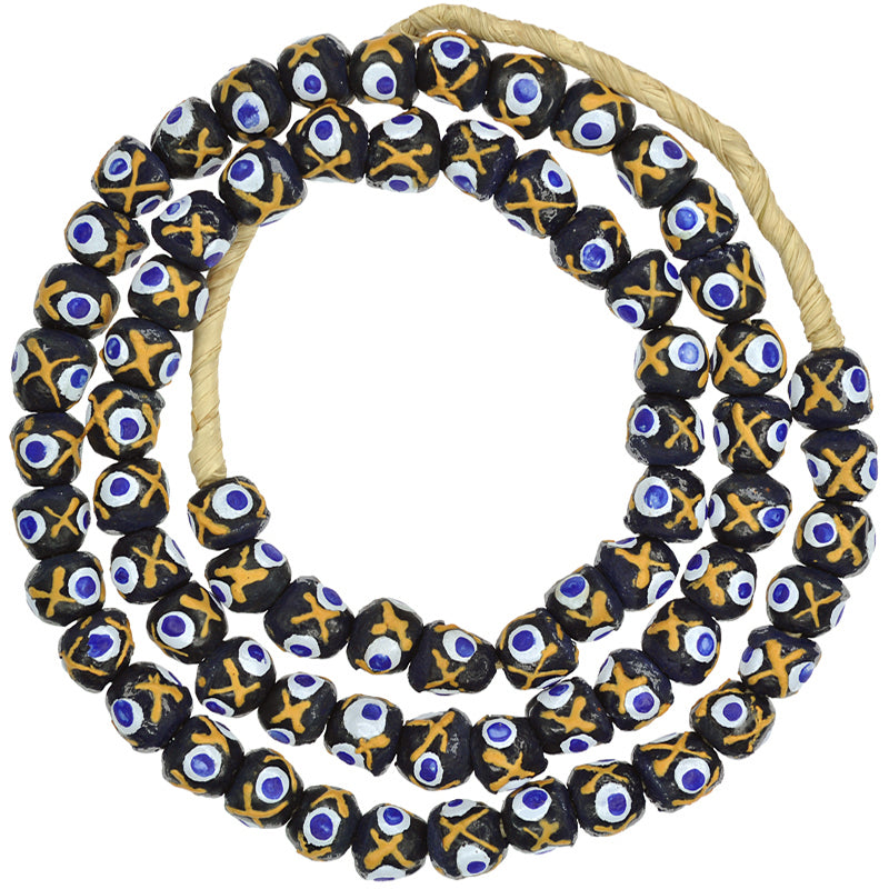 Handmade Fancy Krobo Glass Beads - 26" Strand, 10Mm Beads