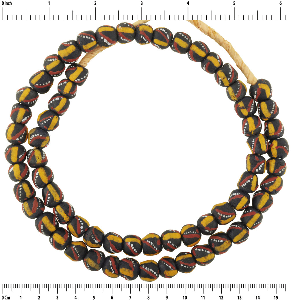 Fancy African Recycled Glass Beads - Ghana, 11-12Mm - close-up