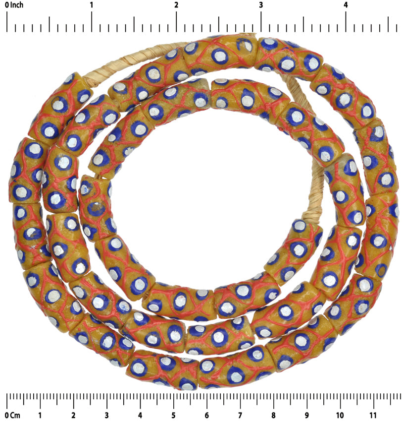 Handmade Fancy Powder Glass Beads - African Trade Ghana - close-up