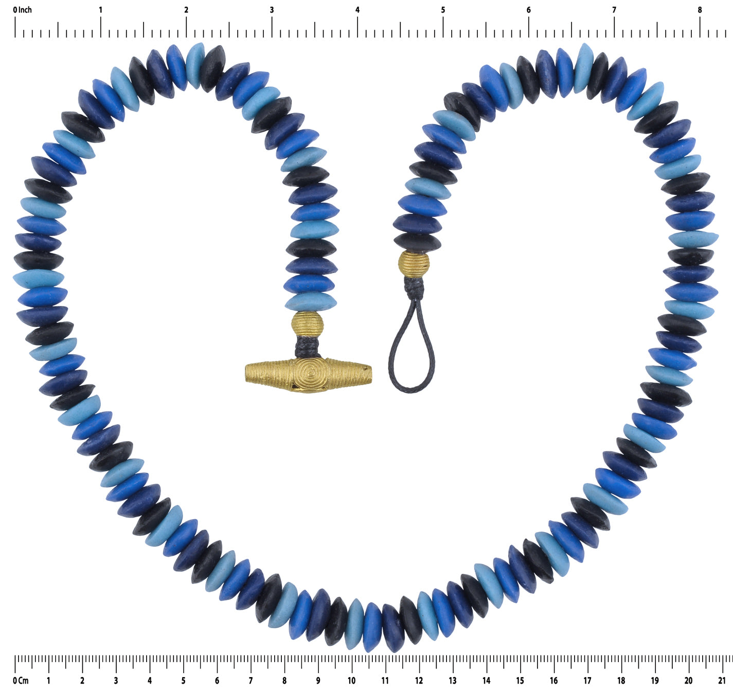 Handmade Recycled Glass Beads Brass Necklace Krobo Ashanti Jewelry African Trade - product focus