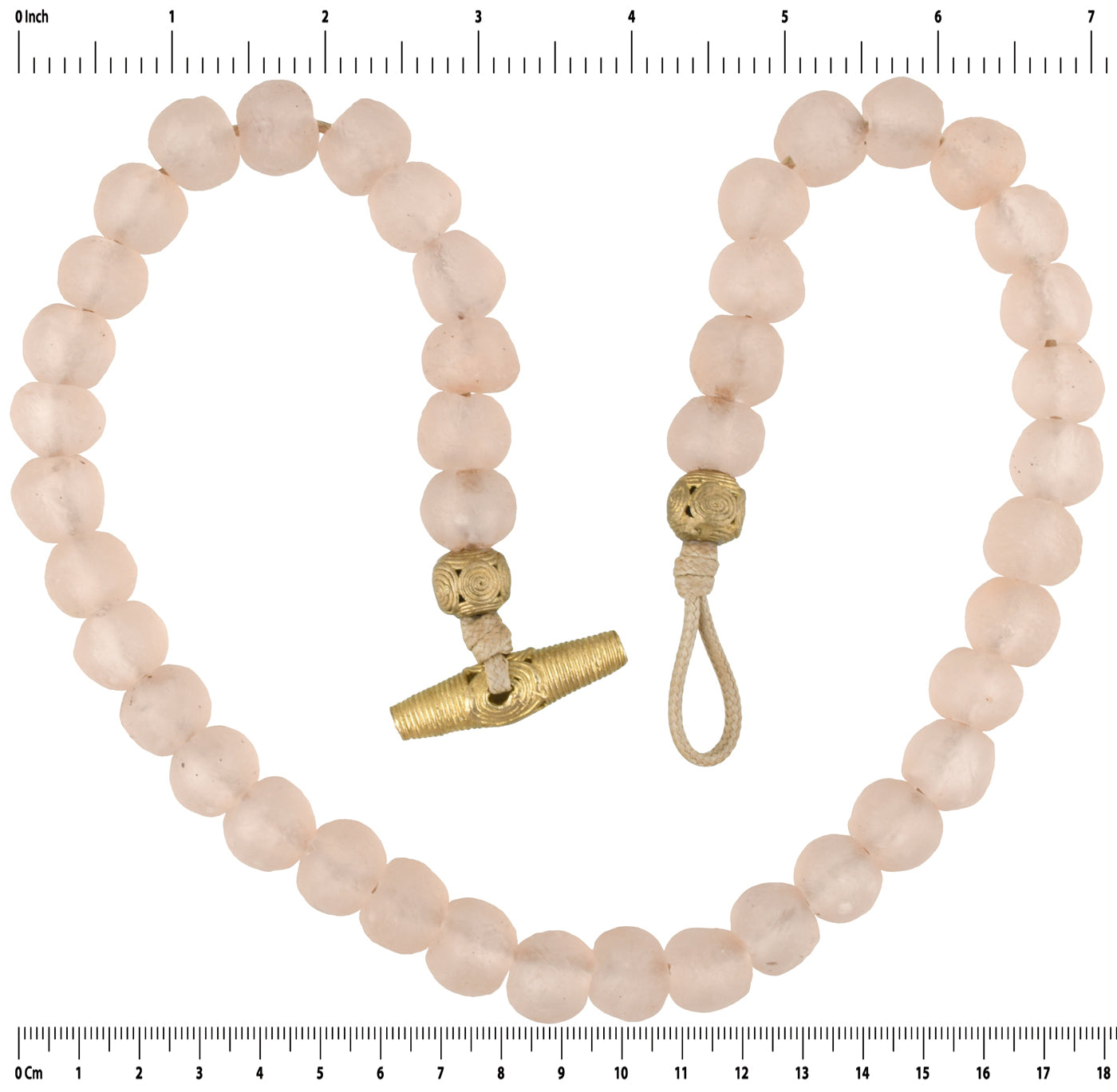 Handmade Beaded Glass Necklace | African Trade Beads & Brass - cropped detail