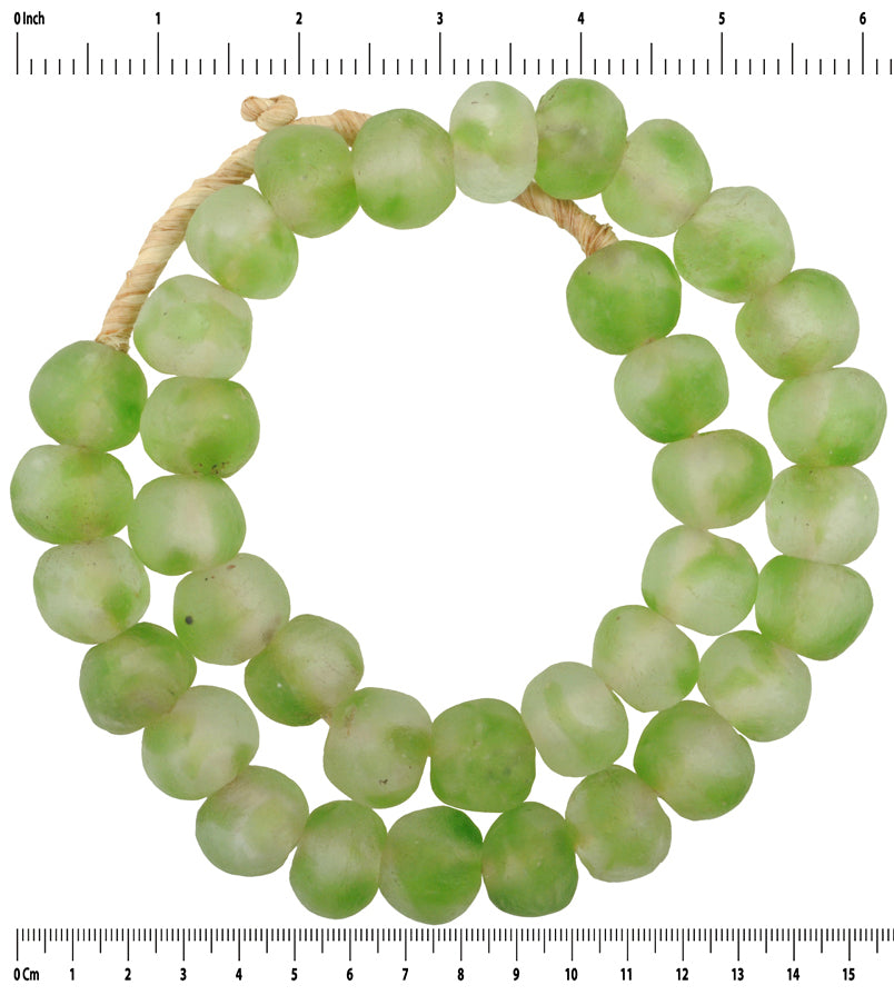 Translucent Multicolored Krobo Glass Beads - X-Large, 19-21Mm, 23.5" - close-up