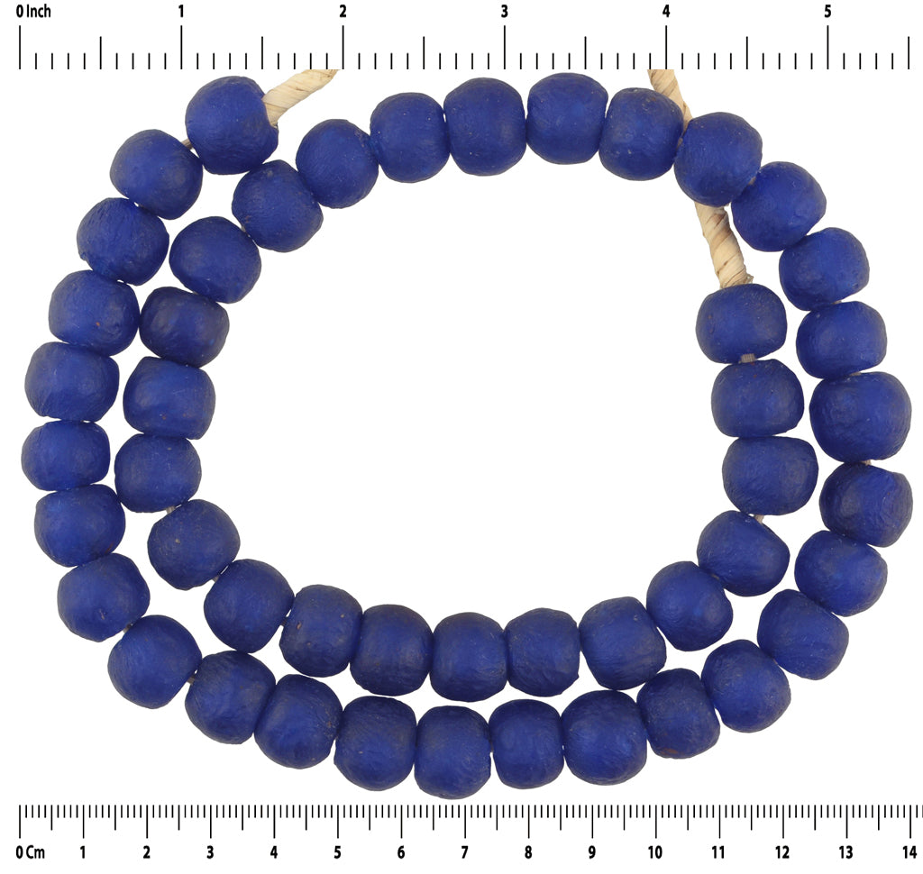 Translucent Recycled Krobo Glass Beads - 13-14Mm, 21.5" Strand - close-up